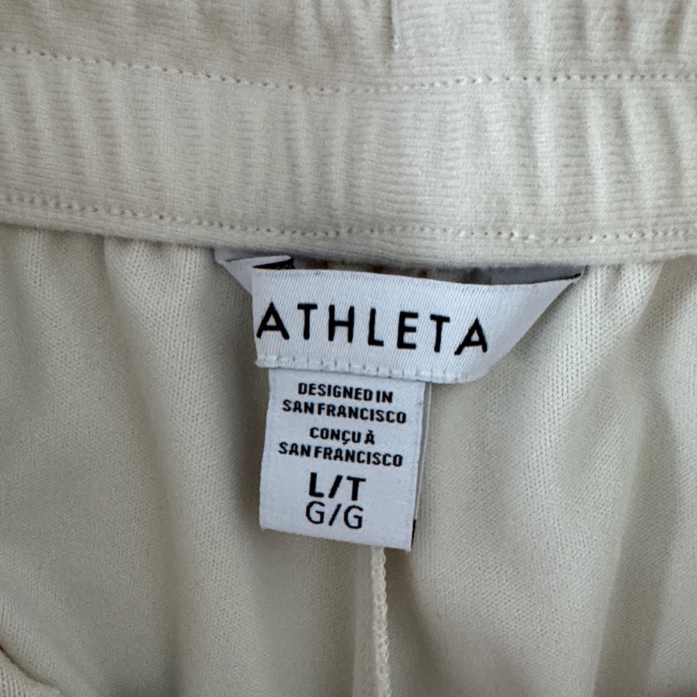 🌼ATHLETA🌼 Finish Line Track Pants with Burgundy Stripes, Size L - Picture 3 of 11